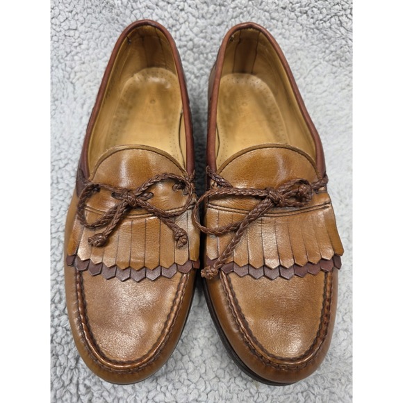 Allen Edmonds Woodstock Kiltie Slip On Loafer Tan Brown Dress Shoes Size 11 EEE - Picture 9 of 16